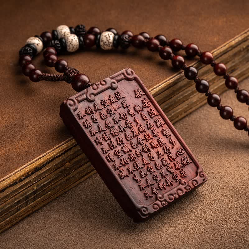 Stone of buddha Chinese Zodiac Natal Buddha Small Leaf Red Sandalwood Protection Necklace Pendant