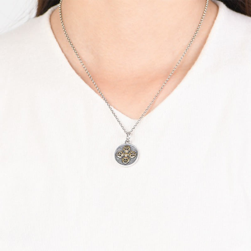 Stone of buddha 925 Sterling Silver Double Dorje Vajra Blessing Necklace Pendant