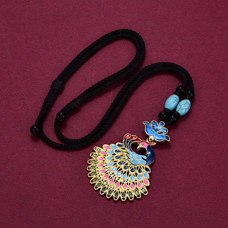 Stone of buddha Colourful Peacock Amber Turquoise Agate Fortune Necklace Pendant