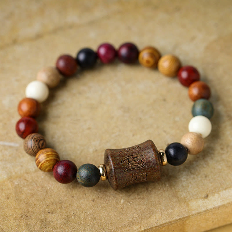 Stone of buddha Tibet Multicolored Sandalwood Om Mani Padme Hum Protection Bracelet