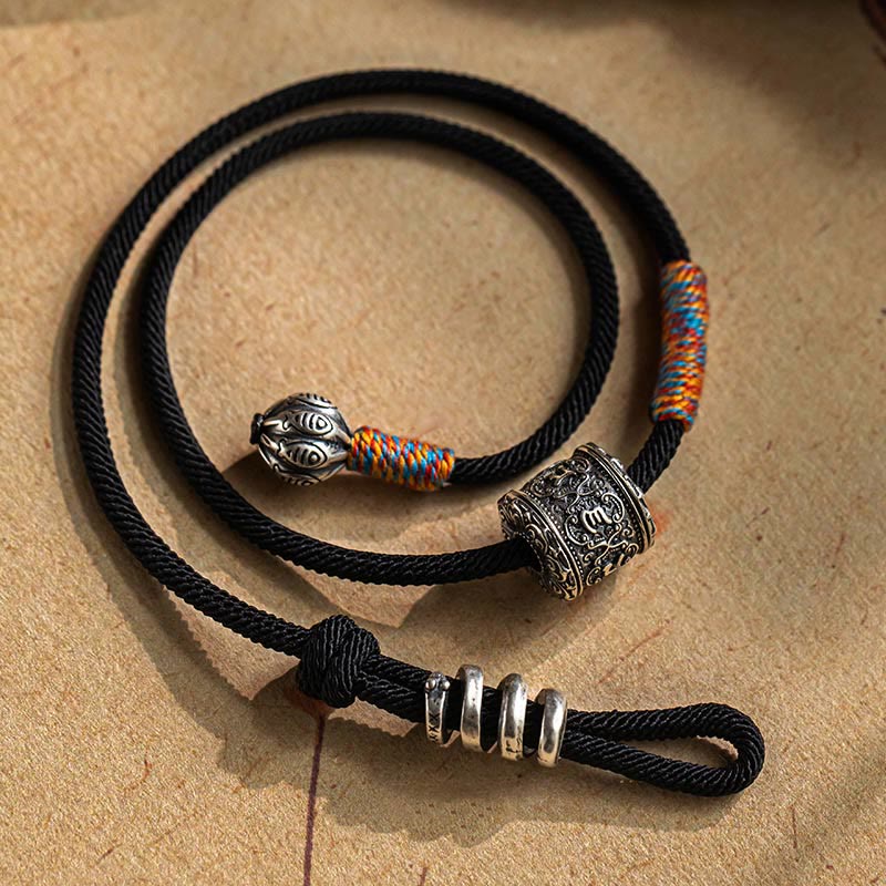 Stone of buddha Tibetan Om Mani Padme Hum Carved Amulet Double Wrap Bracelet