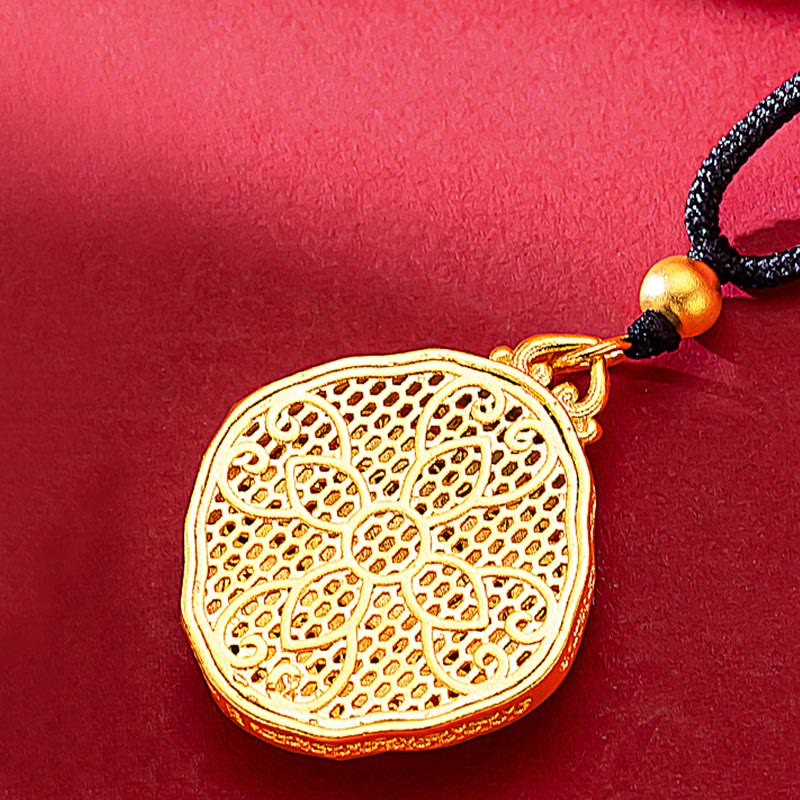 Stone of buddha Flower Love Heart Copper Wealth Necklace Pendant