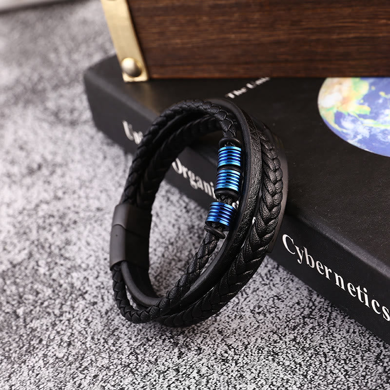 Stone of buddha Leather Multi-Layer Titanium Steel Balance Braided Magnetic Buckle Bracelet