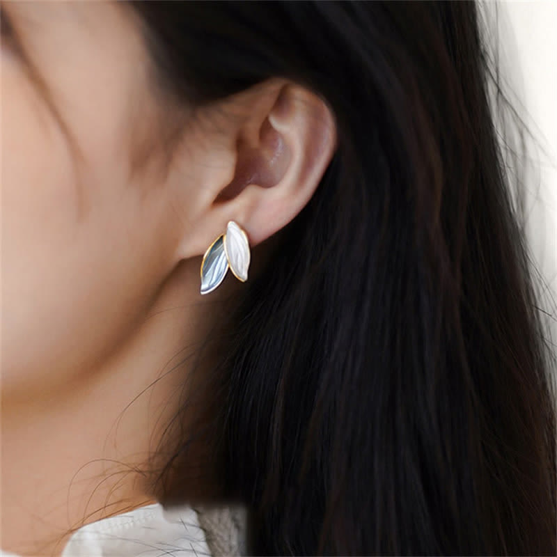 Stone of buddha Leaf Design Luck Stud Earrings
