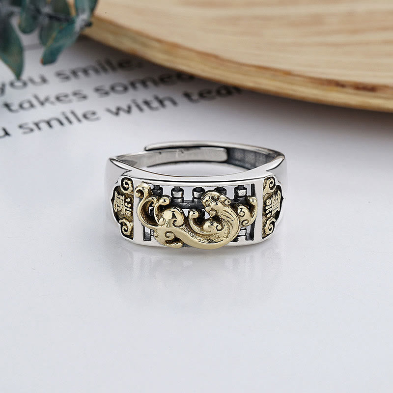 Stone of buddha 925 Sterling Silver PiXiu Luck Wealth Adjustable Ring