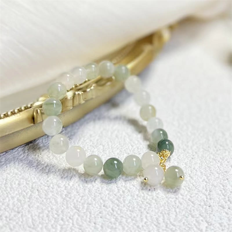 Stone of buddha Natural Gradient Jade Abundance Luck Bead Charm Bracelet