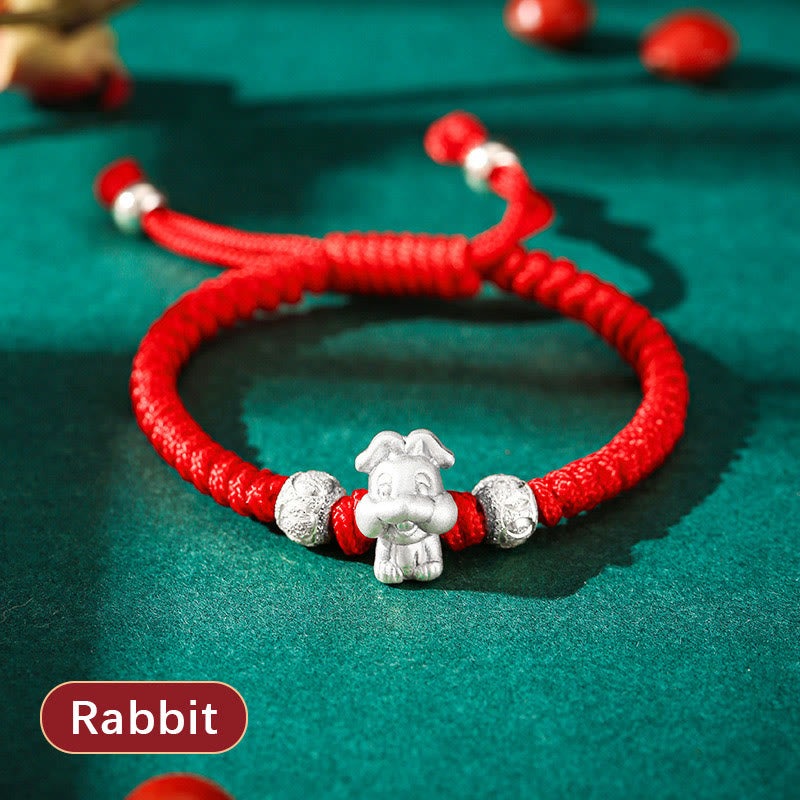 Stone of buddha 999 Sterling Silver Chinese Zodiac Red Rope Luck Handcrafted Kids Bracelet