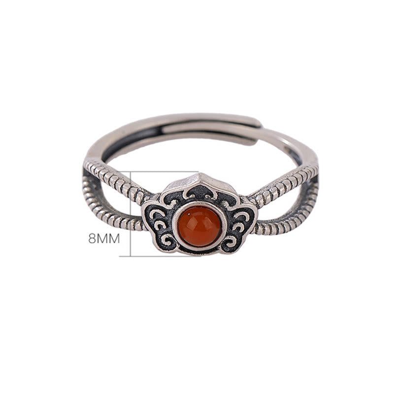 Stone of buddha 925 Sterling Silver Red Agate Bead Logical Thinking Ring