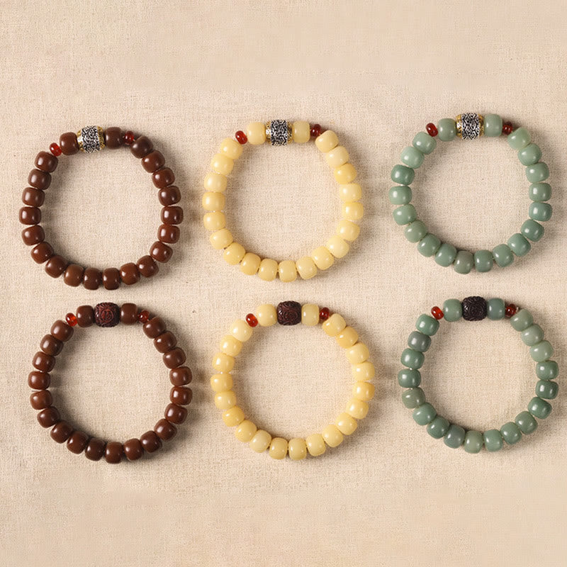 Stone of buddha Bodhi Seed Auspicious Cloud Fu Character Bead Peace Bracelet