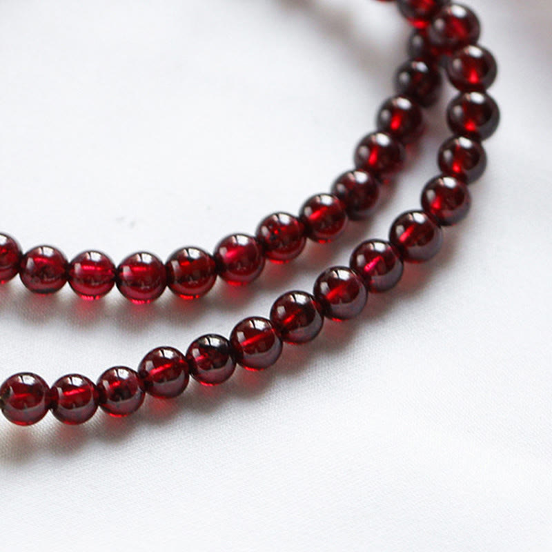 Stone of buddha 14K Gold Plated Natural Garnet Strawberry Quartz Stability Double Wrap Bracelet