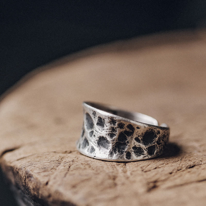 Stone of buddha 925 Sterling Silver Bump Texture Design Protection Ring