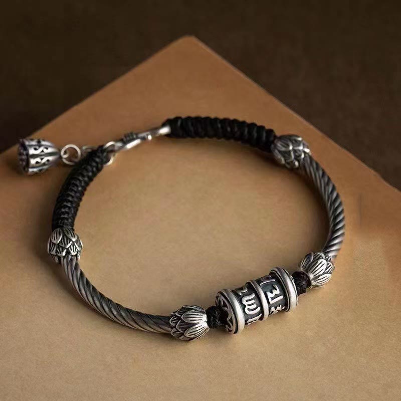 Stone of buddha Om Mani Padme Hum Lotus Peace Braided Bracelet
