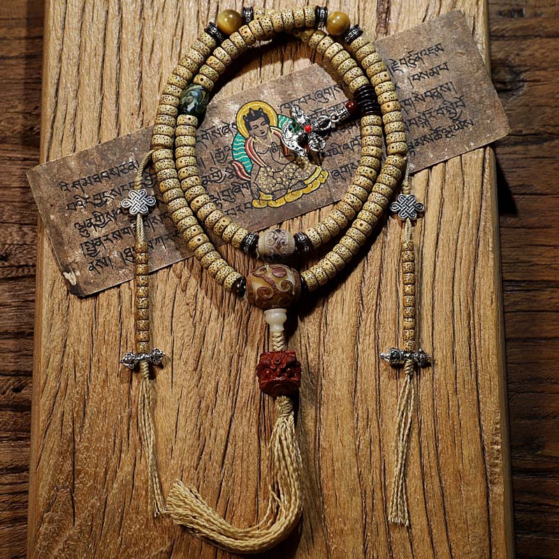 Stone of buddha Tibet 108 Mala Beads Bodhi Seed Cross Vajra Dharma Wheel PiXiu Wealth Bracelet