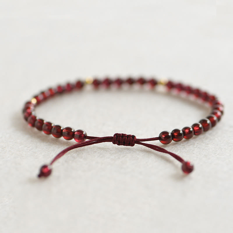 Stone of buddha Natural Garnet Golden Beads Stability Bracelet
