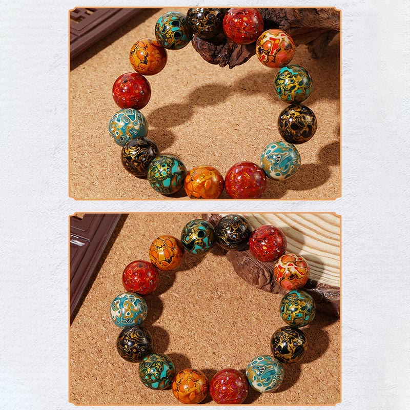 Stone of buddha Natural Multicolored Lacquer Beads Calm Bracelet